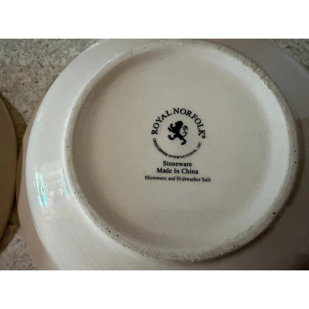 Royal Norfolk Rainbow Swirl Stoneware Soup Bowls Set of 4 7” Hand Painted